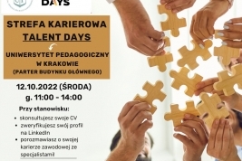 Strefa Karierowa Talent Days ju 12.10 na Uniwersytecie Pedagogicznym!